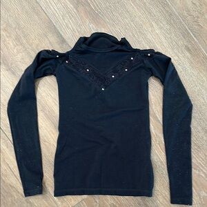 Karisma Elegant Black girls long sleeve ice skating top. Size M.